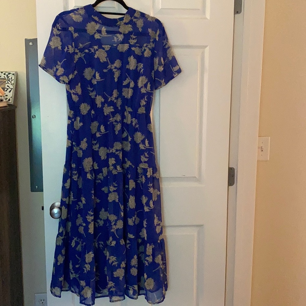 Lulus Floral Dressed Up Royal Blue Midi Dress